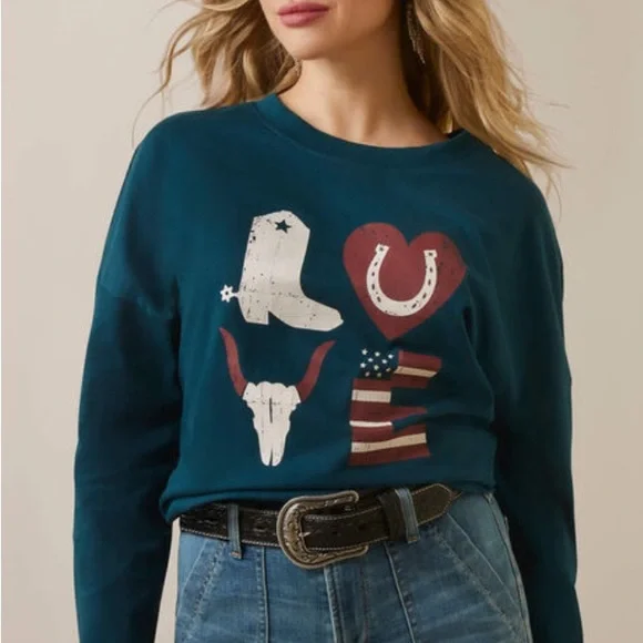 ARIAT NWT LOVE OVERSIZED TEE in XL - Picture 2 of 7